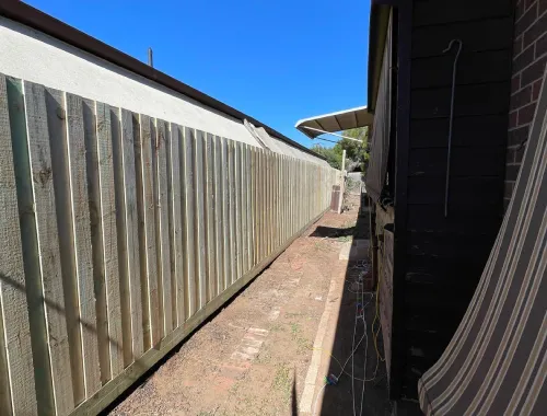 Standard timber paling fence installed for a residential property boundary